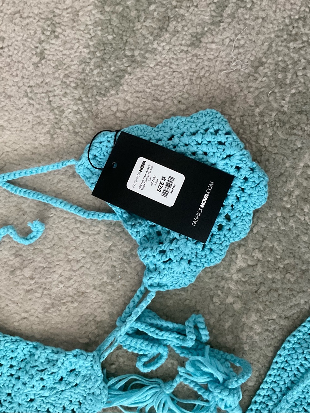 Fashion Nova Crochet Bikini Set in Aqua - Picture 4 of 5